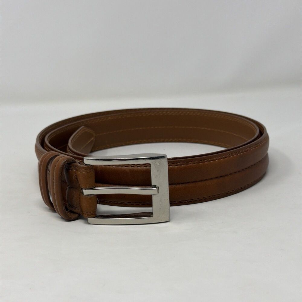 Allen Edmonds Belt Mens 44 Brown Calfskin Leather Dress Belt Made USA 1 1/8